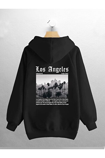 CANDEL Φούτερ Unisex με κουκούλα Los Angeles Illustrated Back Printed