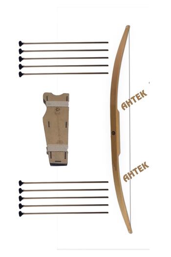 Ahtek طقم قوس سهم خشبي طبيعي، قوس + 10 أسهم + جعبة