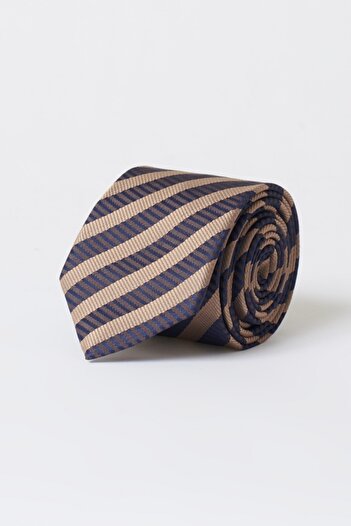 ALTINYILDIZ CLASSICS Men's Brown-Navy Blue Patterned Brown-Navy Blue Classic Tie