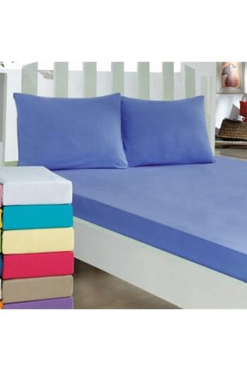 Madame Blue Elastic Combed Cotton Sheet 1stQuality 100% Cotton Double Light Gray 160x200 + 30 Cm