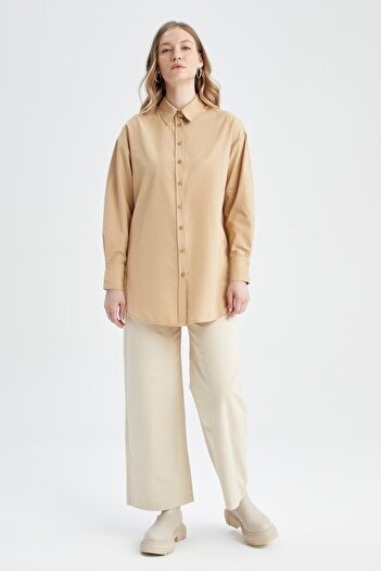 DeFacto Regular Fit Basic Uzun Kollu Gömlek Tunik