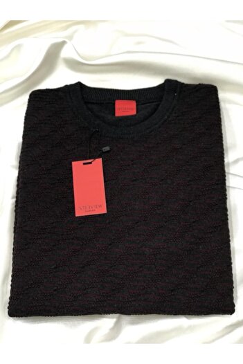 Sarar Interview Woven Patterned Slim Fit Crew Neck Knitwear Sweater