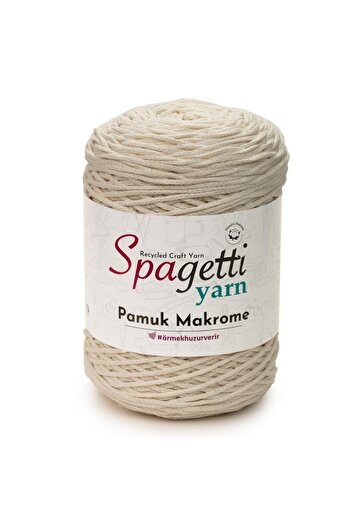 Spagettiyarn Şeker Beyaz Pamuk Makrome Ip