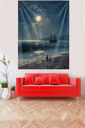 on the clouds Double Sitting on the Yakamozda Stain Resistant Velvet Textured Fabric Wall Cloth Wall Carpet Tapestry