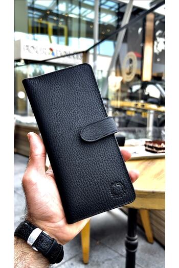 CüzCan Creen Mat Black Gerçek Hakiki Deri Telefon Cüzdanı Unisex (ERKEK-KADIN) Sevgililer Günü Hediyesi