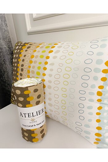 Atelier Home Single Ranforce Elastic Fitted Sheet + 1 Pillow Case Brown Polka Dot