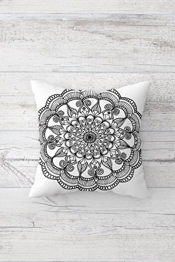 on the clouds White Mandala Patterned One Side Printed Hidden Zipper Pillow Case Throw Pillow Sofa Pillow Case