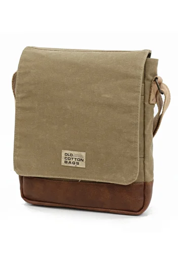 Old Cotton Cross Strap Postman Shoulder School Tablet Bag Water Resistant Waxed Canvas - 7112