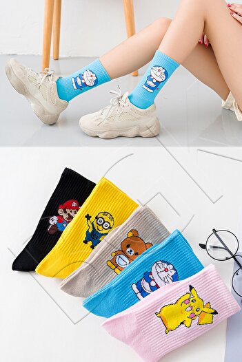 BGK Unisex Patterned College Socks 5 Pack Extra Comfortable