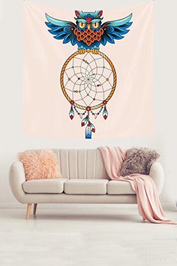 on the clouds Dream Catcher Bird Feather Bohemian Pattern Stain Resistant Velvet Texture Fabric Wall Cloth Wall Carpet Tapestry