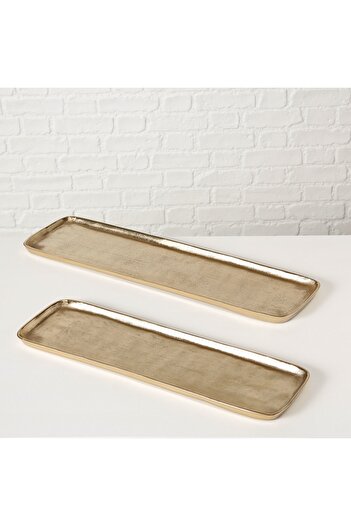 BOLTZE HOME 2'li Gold Dekoratif Tepsi 72 Cm - 63 Cm Seti