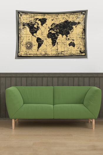 on the clouds Old World Map Stain Resistant Velvet Textured Fabric Wall Cloth Wall Carpet Tapestry