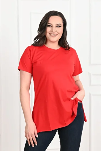 Koza Butik Women's Crew Neck Large Size T-shirt 9633-22