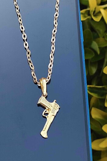 TREND COLLECTİON Altın Kaplama Desert Eagle Tabanca Kolye
