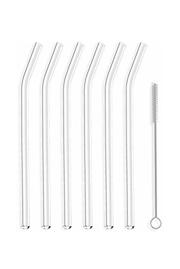 Bremen Home 6-Piece Thick Glass Straws + Brush