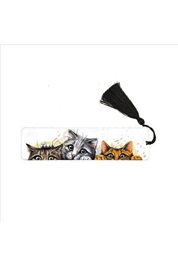 BAKSEPETE Cute Cats Printed, Tasseled Bookmark (gift Bookmark, bookmark-118)