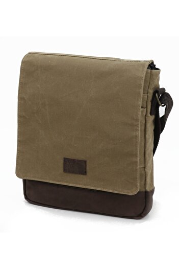Old Cotton Cross Strap Postman Shoulder School Tablet Bag Water Resistant Waxed Canvas - 7112
