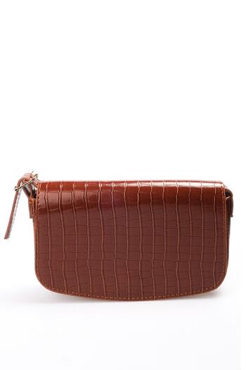 Mio Gusto Tan Color Crocodile Printed Women's Shoulder Bag
