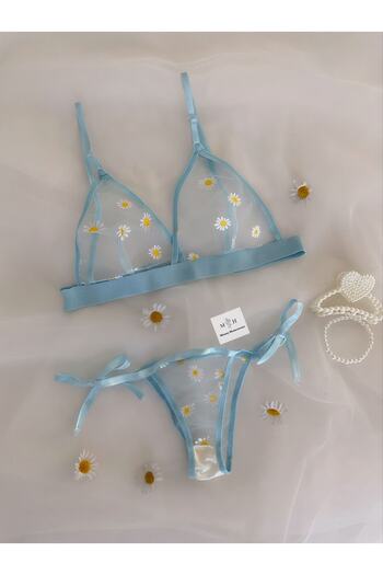 MH Moony Homewears Σετ Soft Blue Daisy Bralet