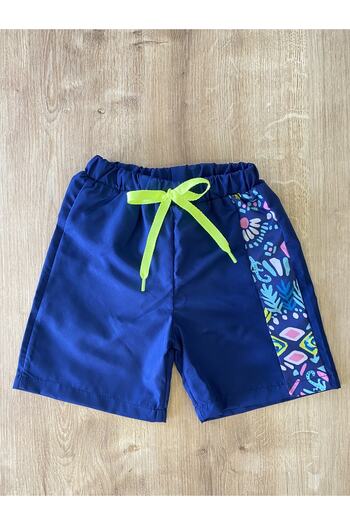 Marina Boys' Navy Blue Pattern Detailed Design Kids Shorts B2202