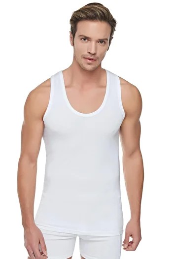 Tutku Men's White 6 Pack Ribbed Classic Undershirt