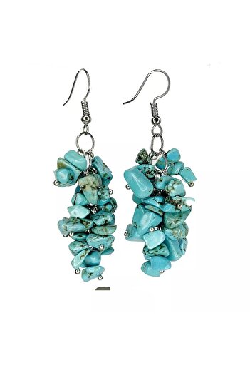 İPAR AKSESUAR Turquoise Broken Stone Irregular Dangle Earrings