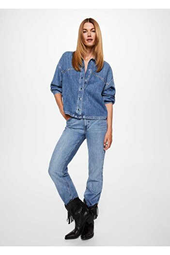 MANGO Woman Cămașă din denim cu împodobire