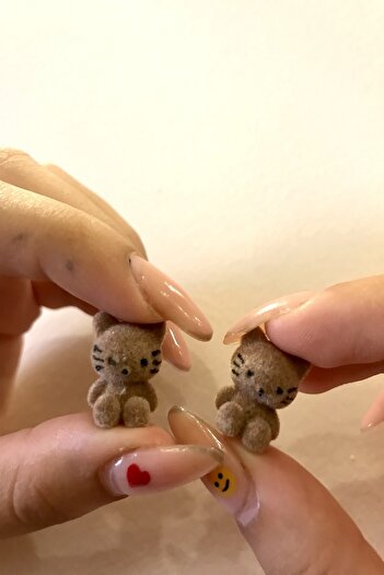 alsaccessories Brown Cat Figured Earrings