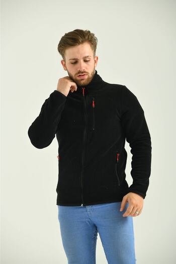 GOOD FASHION Slim Fit Three Zippered Stand Collar Men's Fleece