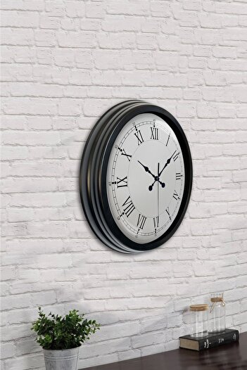 Kasva Concept Hediyelik Dekoratif Hediyelik 40 Cm Siyah Metal Retro Duvar Saati
