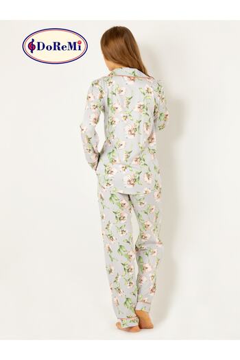 Doremi Floral Natural Viscose Soft Soft Buttoned Pajama Set New Season 1 Piece