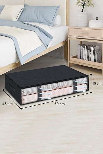 REKHOME 6 Pieces with Window, Black Bed Base, Pillow, Quilt, Sweater Hurcu / 60x45x15