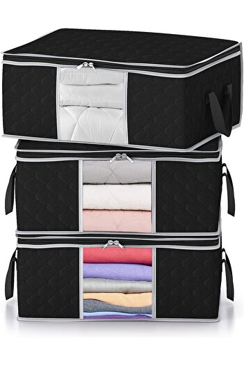 REKHOME 3 Pieces Black Window Bed Base Sweater Pique Blanket Clothes Clothing Scrap / 52x28x21