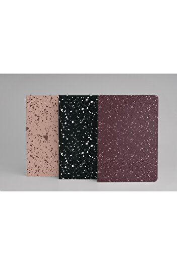 daystore Terrazo 3-Piece Notebook Set - A5 - Striped - 13x21 Cm - 64 Pages