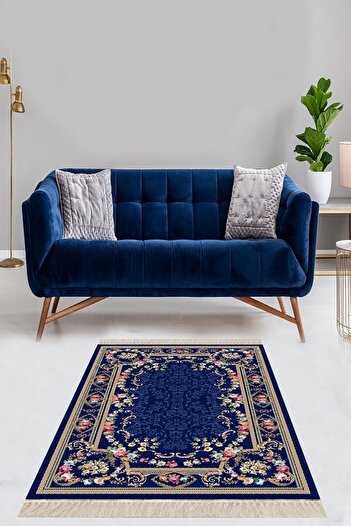 on the clouds Çiçek Desenli Çerçeveli Dijital Baskı Yıkanabilir Kaymaz Taban Modern Salon Halı Ve Yolluk