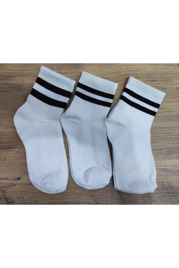 Akel White and Black Striped Women's Socks - Set of 3 Pairs