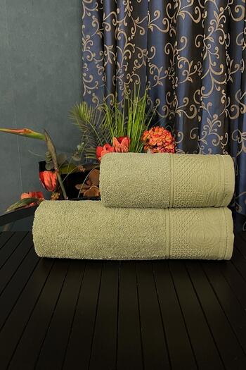 DURNES Luxury Bath Set Bath Towel - Hand Towel / 100% Cotton (100% Cotton) / Yellow