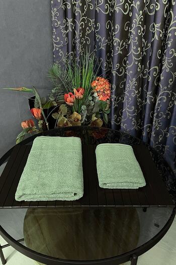 DURNES Beige Luxury Bath Set - 100% Cotton Bath Towel and Hand Towel