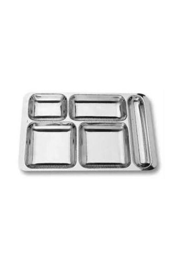 tepsiburda Unbreakable Metal Dining Table Dish Plate 5 Compartments