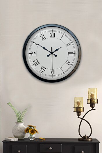 Kasva Concept Hediyelik Dekoratif Hediyelik 40 Cm Siyah Metal Retro Duvar Saati