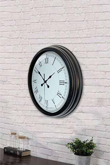 Kasva Concept Hediyelik Dekoratif Hediyelik 40 Cm Siyah Metal Retro Duvar Saati