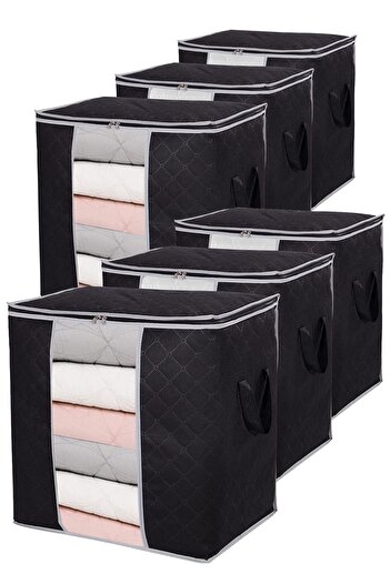 REKHOME 6 Pieces Black Pillow with Window, Quilt, Sweater Hurcu / 50x50x36