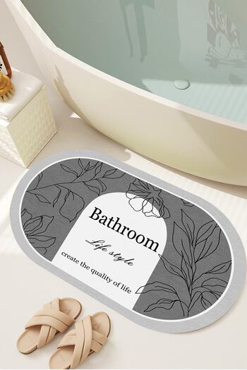 Decomia Home Digital Non-Slip Washable Bathroom Bathroom Leaf Bath Mat Bathroom Rug (60x100) D8049 Gray