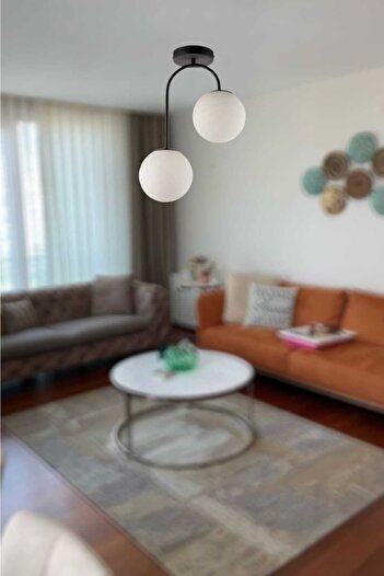 BSA LIGHTING Morgan 2'li Siyah Modern Avize (beyaz Camlı)