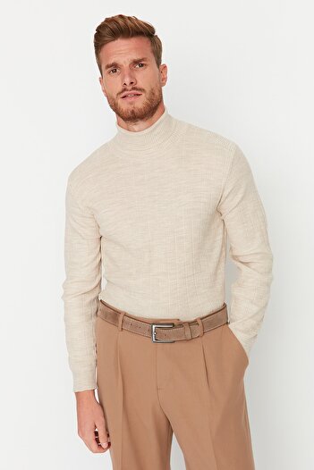 Trendyol Collection Beige Regular Fit Turtleneck Sweater Tmnaw21Kz2502