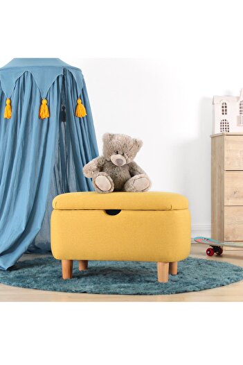Lorencehome Yomme Çocuk Sandıklı Puf - Sarı