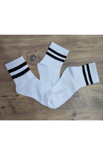 Akel White and Black Striped Women's Socks - Set of 3 Pairs
