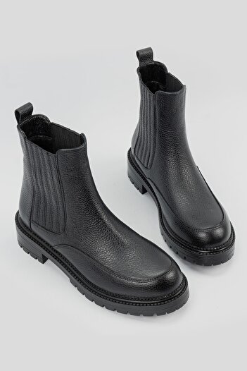 TUNAELLİ Kadın Siyah Hakiki Deri 35-41 Numara Bot & Bootie