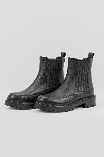 TUNAELLİ Kadın Siyah Hakiki Deri 35-41 Numara Bot & Bootie