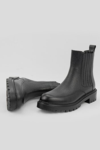 TUNAELLİ Kadın Siyah Hakiki Deri 35-41 Numara Bot & Bootie